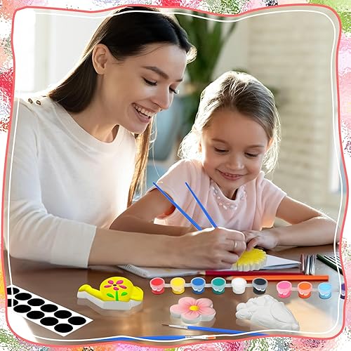 Miniatura 5 de Simgoing Juego de 24 juegos de pintura de cerámica de playa de verano para adultos, sin pintar, pintar tus propias figuras, listo para pintar