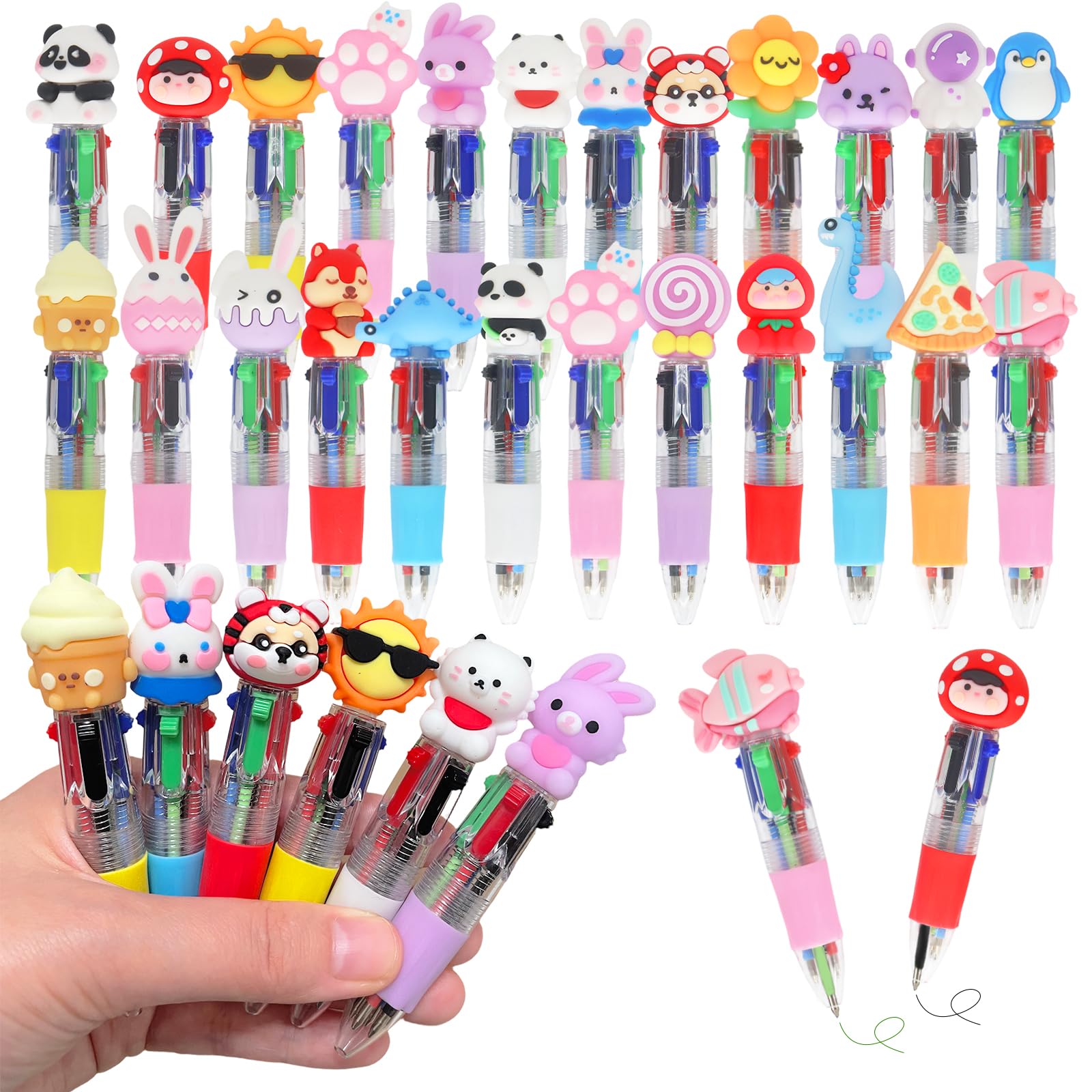 Zhirlyn Party Favor for Kids Mini Multicolor Pens in One 4-in-1 Cute Pens Bulk for Kids Fun Kawaii Cool Ballpoint Pen for Birthdays Gifts and Goodie