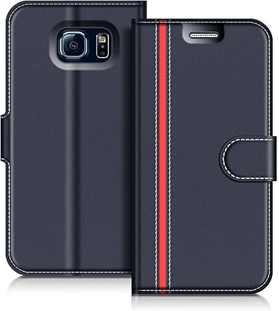 COODIO Funda Samsung Galaxy S6, Funda Cuero Samsung Galaxy S6, Funda Cartera Samsung Galaxy S6 Case con Magn?tico/Billetera/Soporte para Samsung Galaxy S6, Azul Oscuro/Rojo COODIO Funda Samsung Galaxy S6, Funda Cuero Samsung Galaxy S6, Funda Cartera Samsung Galaxy S6 Case con Magn?tico/Billetera/Soporte para Samsung Galaxy S6, Azul Oscuro/Rojo