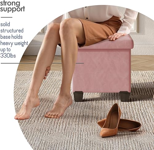 Miniatura 554 de Otomana plegable para dormitorio o sala de estar, con contenedores de almacenamiento, reposapiés para el extremo de la cama, soporta hasta 660 lb,