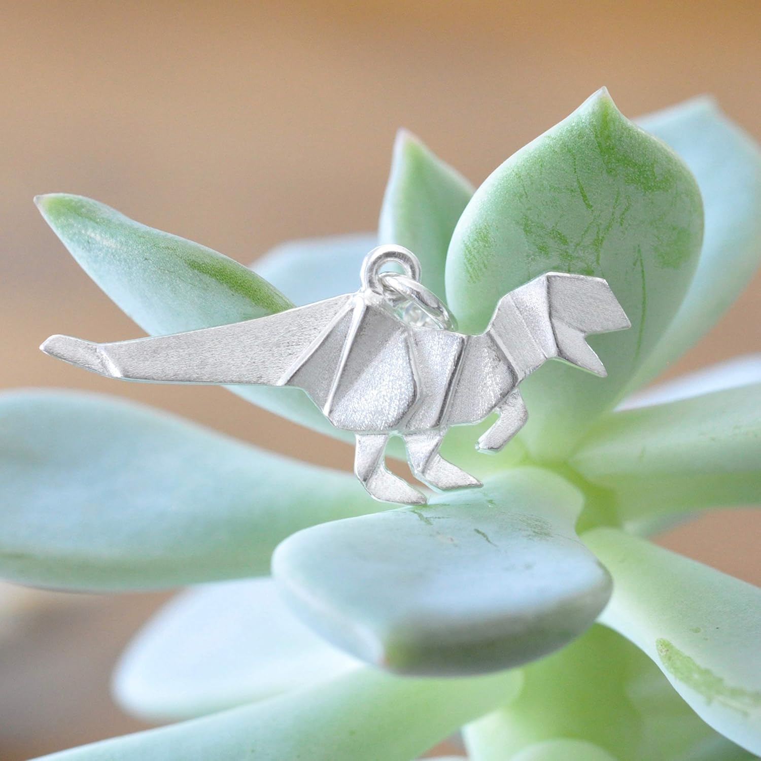Origami Dinosaur T-Rex Stud Earrings in Sterling Silver 925 - Image 8