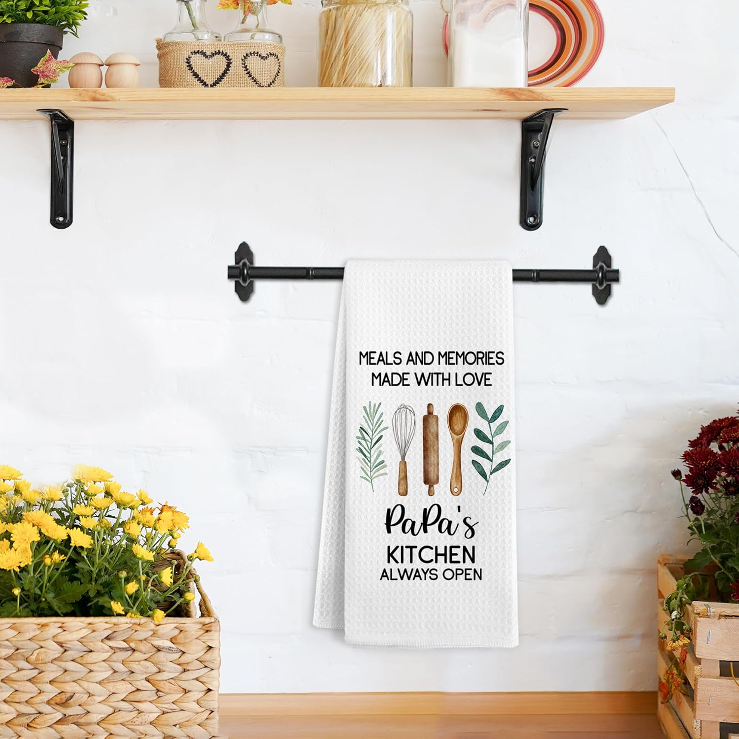 Papa Gifts Kitchen Towels, Gifts for Papa from Grandkids, Fathers Day Birthday Gifts for Grandpa, Grandfather Gifts for Christmas, Grandfather Hand Dish Tea Towel for Kitchen Decor,16x24 Inch - Image 5
