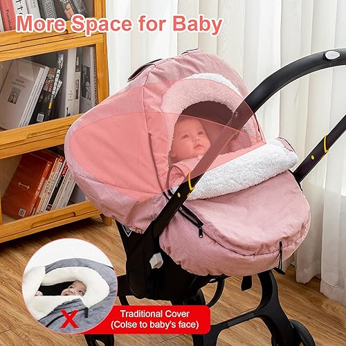 Miniatura 5 de Funda de asiento de automóvil para bebé, funda de asiento de automóvil con forro polar Sherpa de felpa, toldo para asiento de automóvil infantil con