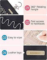 Vista 4 de BAGSMART Organizador de joyas colgante rollo de almacenamiento con ganchos de metal de doble cara para aretes, collares, anillos en el armario, Negro