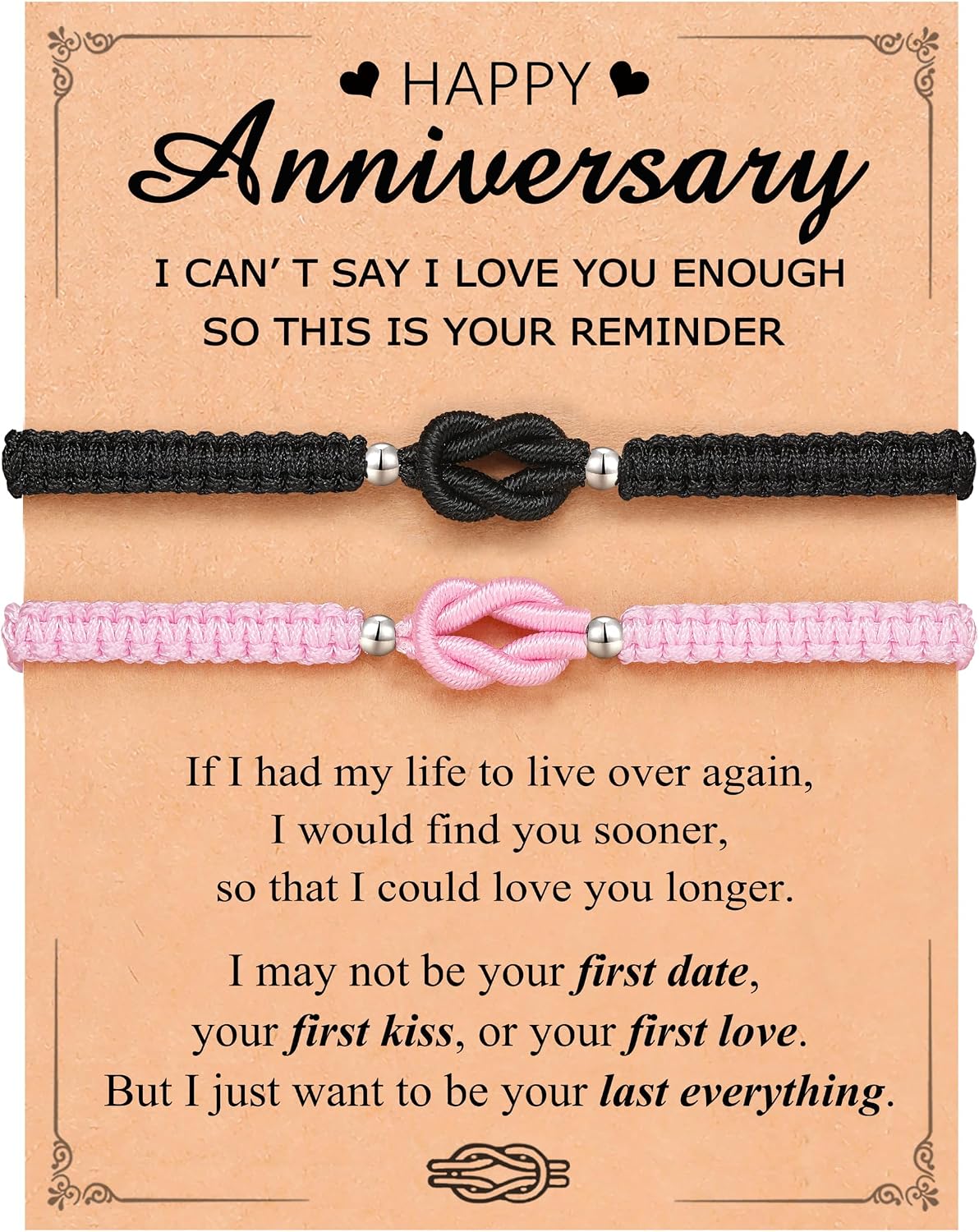 UNGENT THEM Pinky Promise Forever Love Knot Bracelets for Couples–Birthday Anniversary Valentines Christmas Gifts