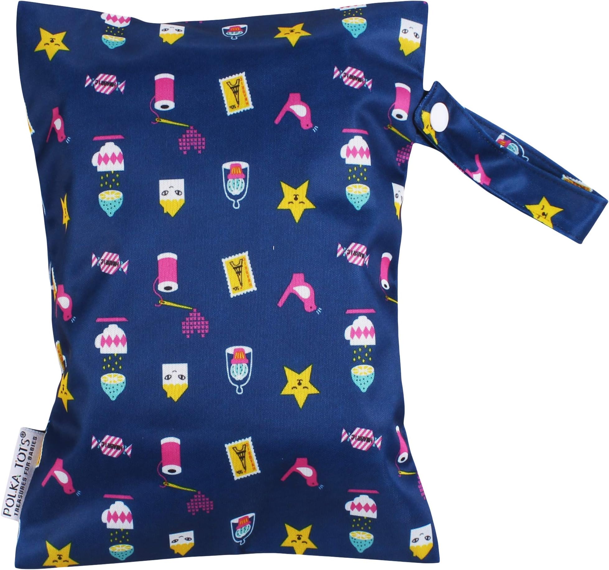 POLKA TOTS Waterproof & Reusable Wet Dry Baby Diaper Bag with Zipper for Travel, Beach, Pool, Dirty Gym Clothes, Wet Swimsuits, Toiletries (20 x 25 CM, Mix)