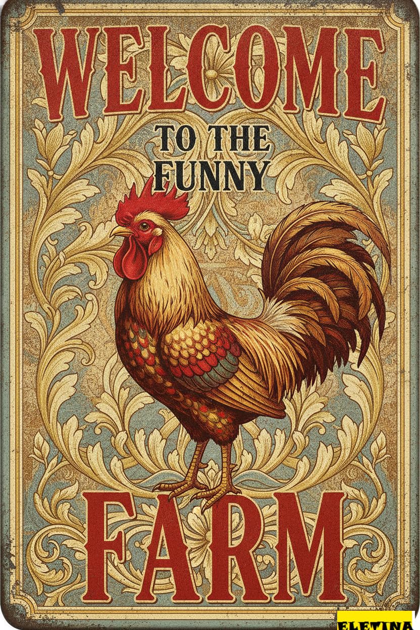 Welcome To The Funny Farm Vintage Tin Sign Outdoor Farm Country Yard Cottage Chicken Coop Wall Decor 8x12in
