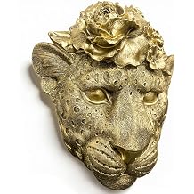 GUSFREUD Gold Animal Heads Sculptures Wall Art - Resin Faux Leopard for Home Wall Decor, Leopard Wall Hanging Decoration for Living Room, Bedroom & Kitchen, Unique Gift Idea