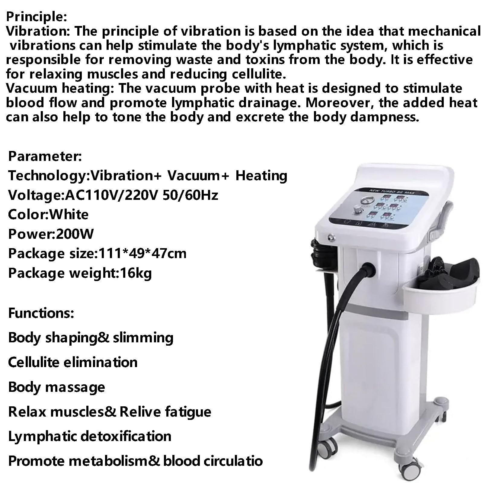 G8 Vibrazione Vuoto Corpo Massaggio Macchina Dimagrante Cellulite Riduzione Grasso Modellamento Corpo Perdita di Peso Salone Uso 8 Diverse Testine di Massaggio e Coppa del Seno