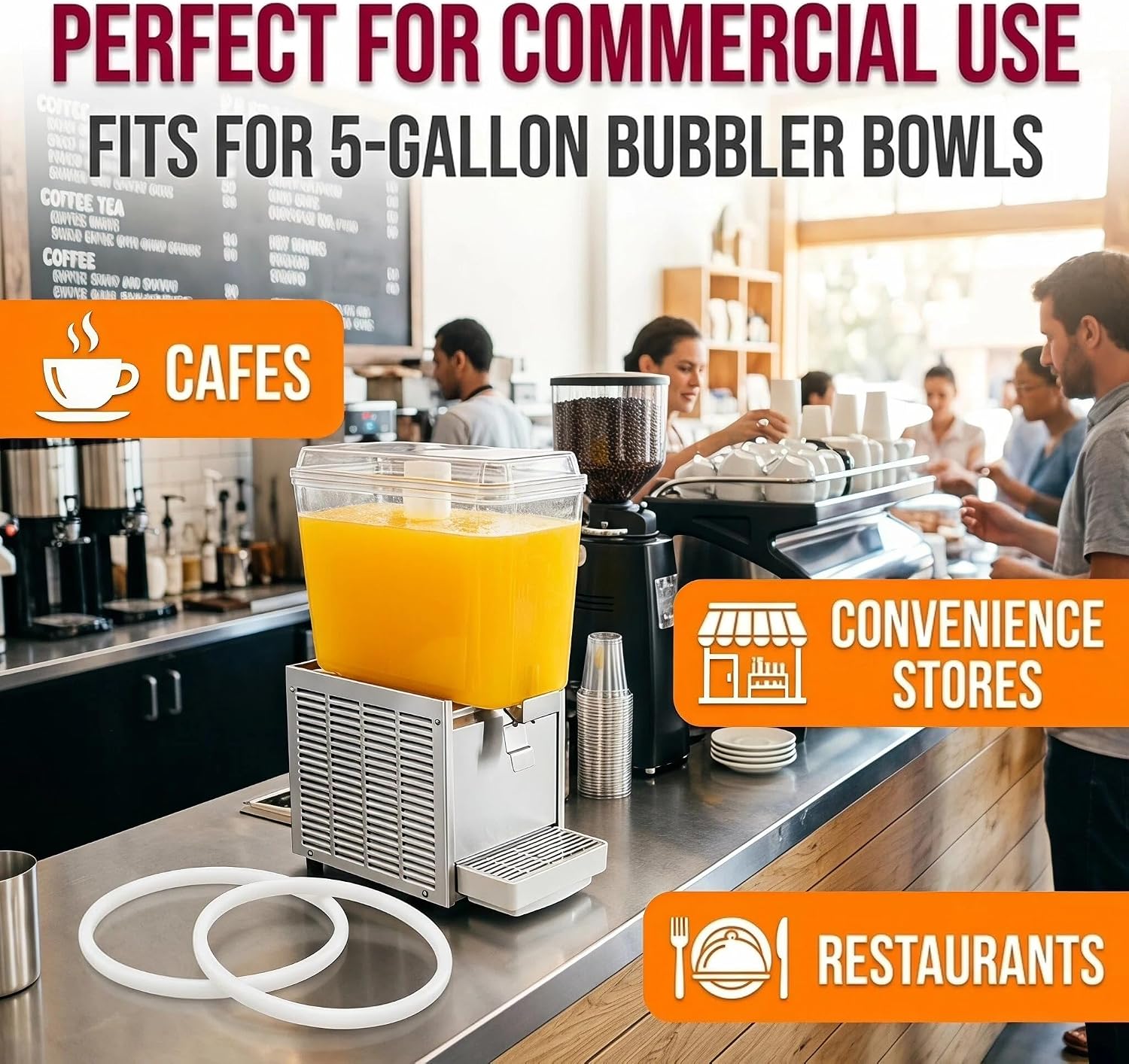 2 Pack 1013 Bowl Gaskets for Crathco Bubblers & Cold Beverage Dispensers | 5-3/4 Inch ID Food-Grade Replacement Gasket Compatible with Grindmaster Cecilware & 5-Gallon Bubbler Bowl, Leak-Proof, No BPA