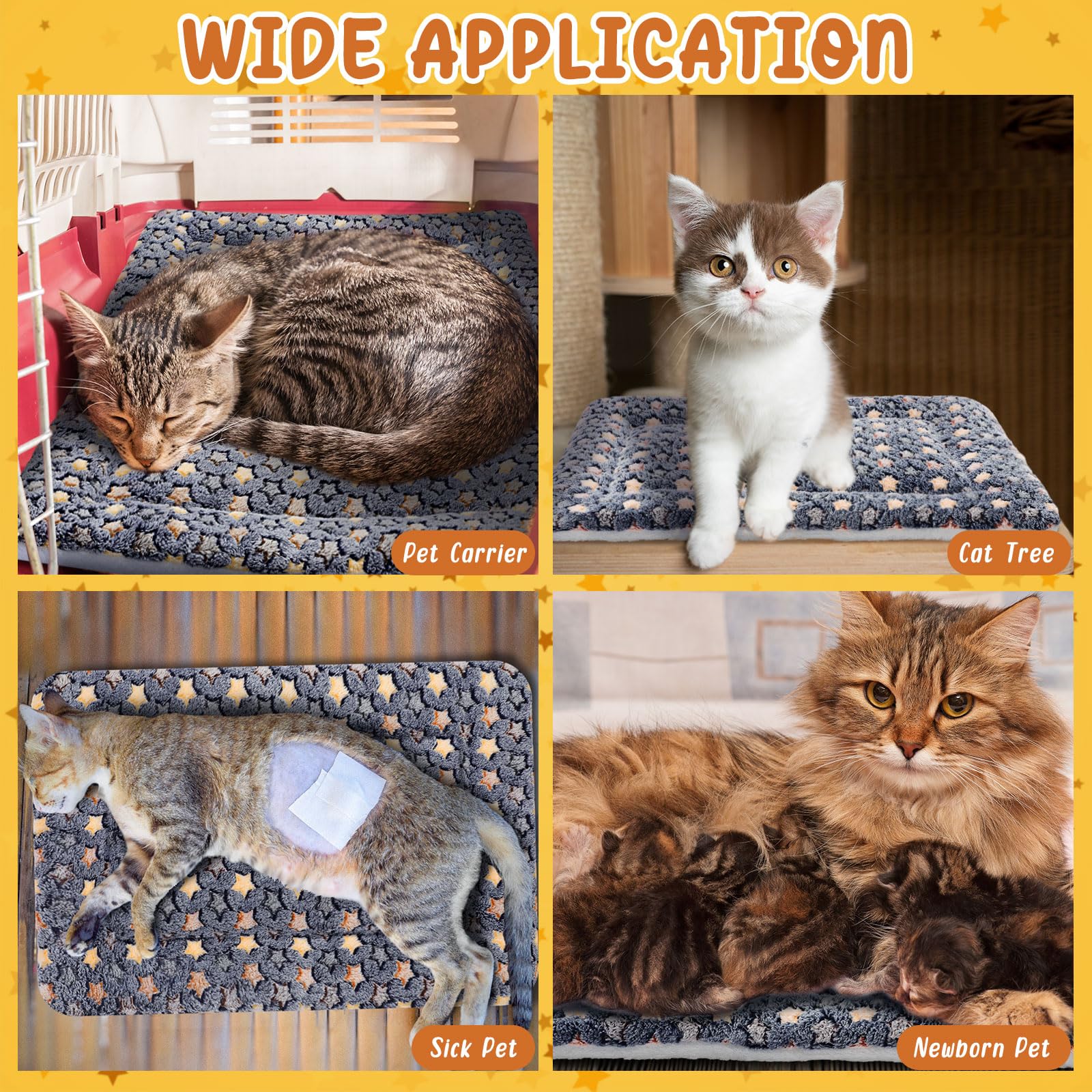 VitalCozy Lot de 2 tapis auto-chauffants pour chat - Réversibles, lavables en machine - Réfléchissent la chaleur du corps - Couverture thermique pour chat sauvage et d'intérieur (gris foncé, 53,3 x