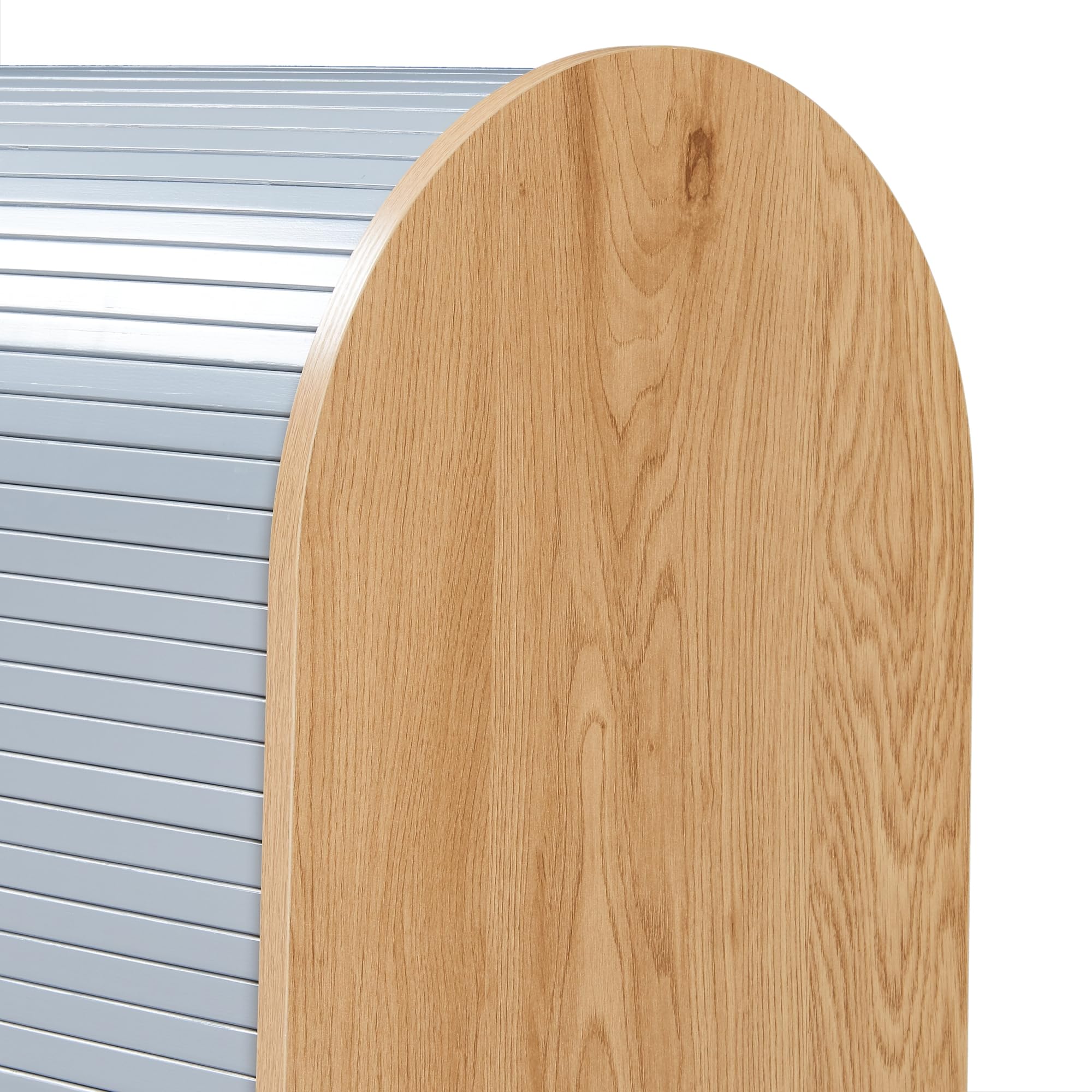 [en.casa] Jalousieschrank Kavlinge Rollladenschrank mit Einer Tür Büro Wohnzimmer Aktenschrank 80 x 60 x 40 cm Bambus/Grau