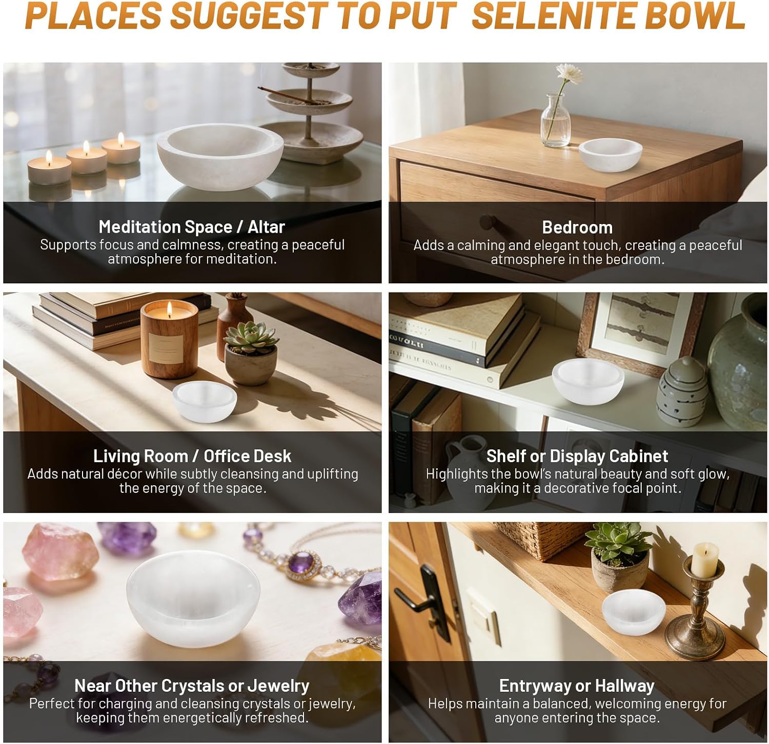 1 Pc Selenite Crystal Bowl, 2.8″-3.2″ - Selenite Charging Bowl