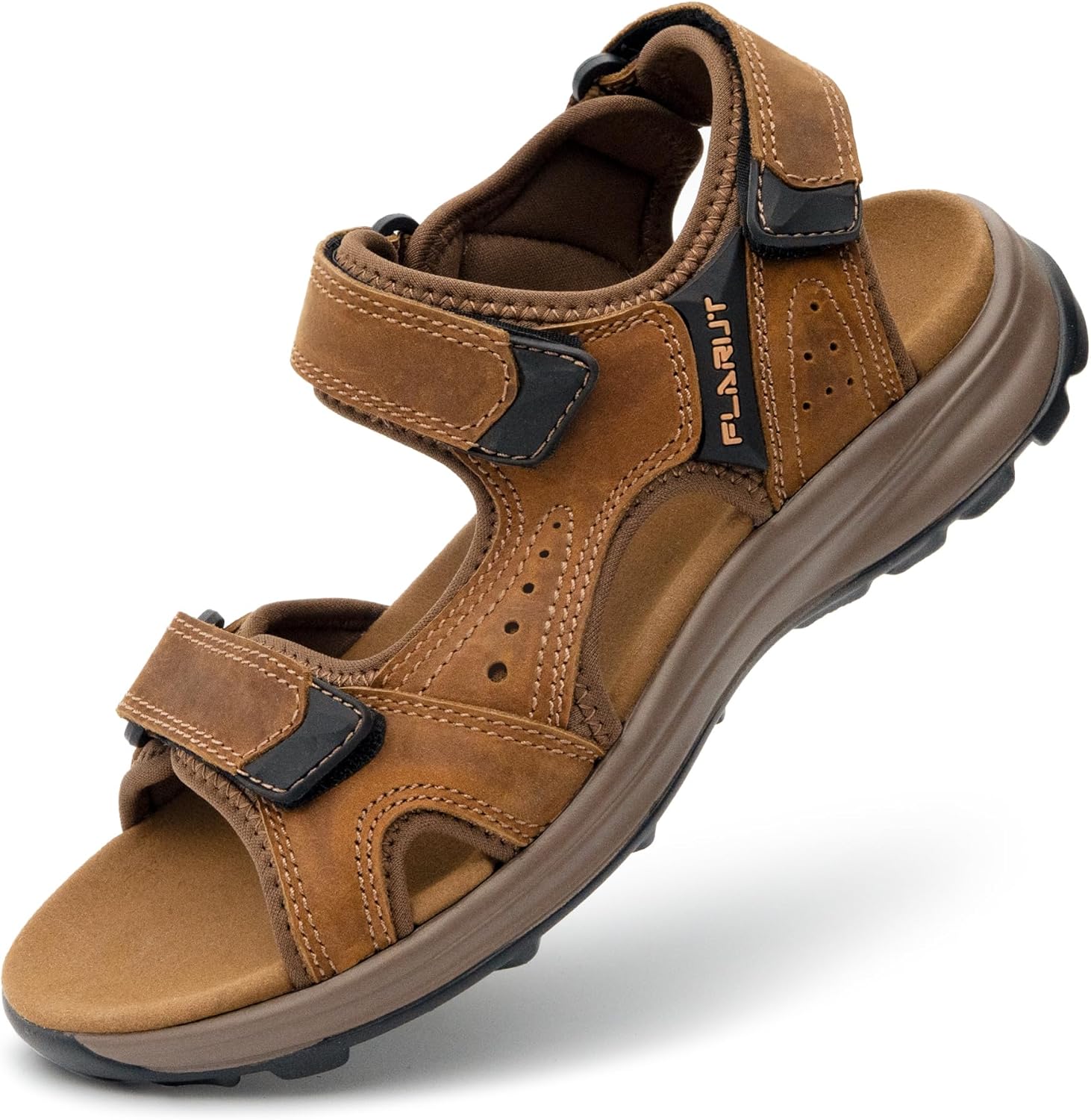 FLARUT Men's Athletic Sandals Sport Outdoor Hiking Sandals Open Toe Leather Walking Sandals Beach Water Shoes