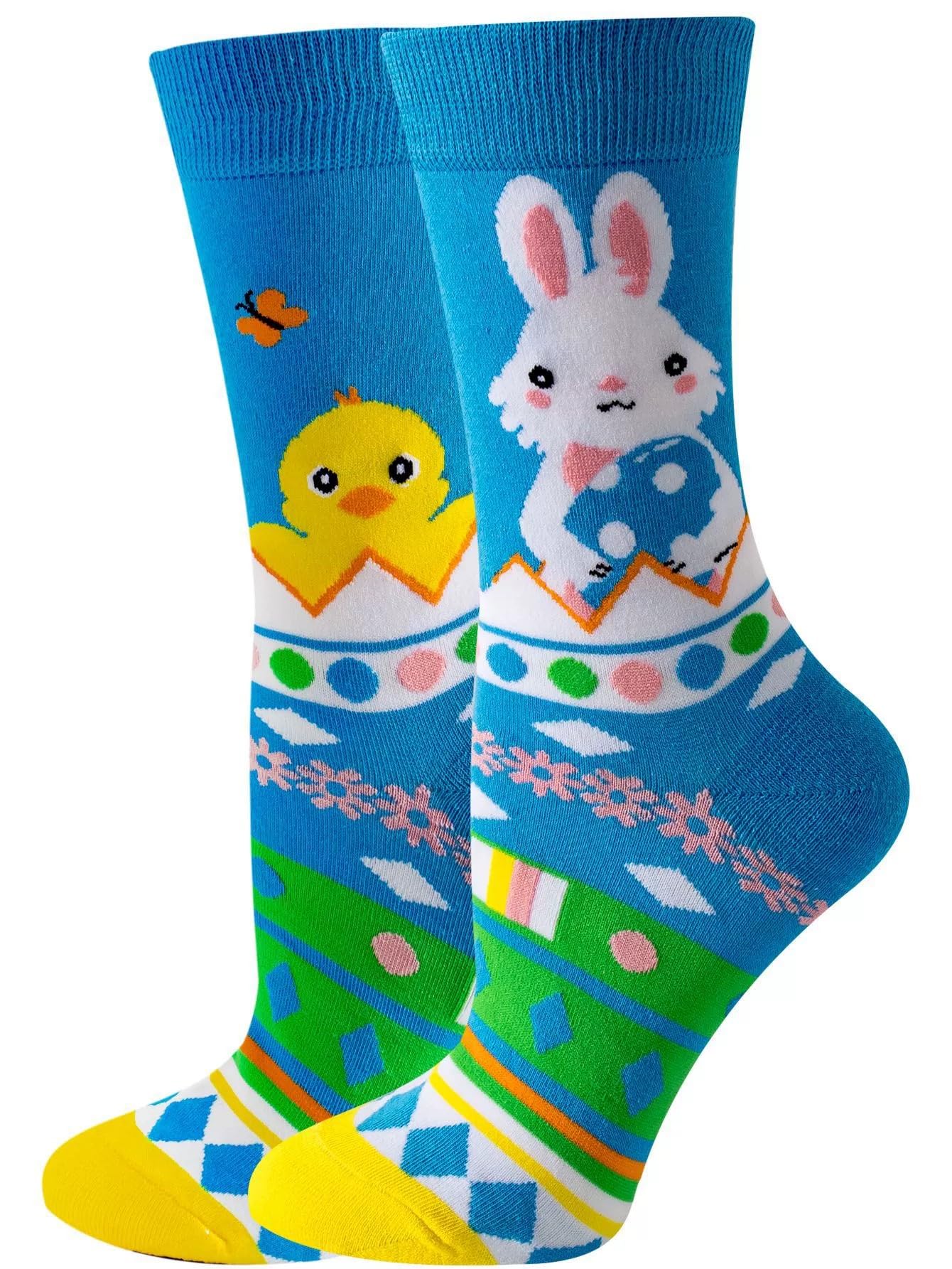 Fun Socks for Women, Rainbow Design,Stocking Stuffers, Size 6-12