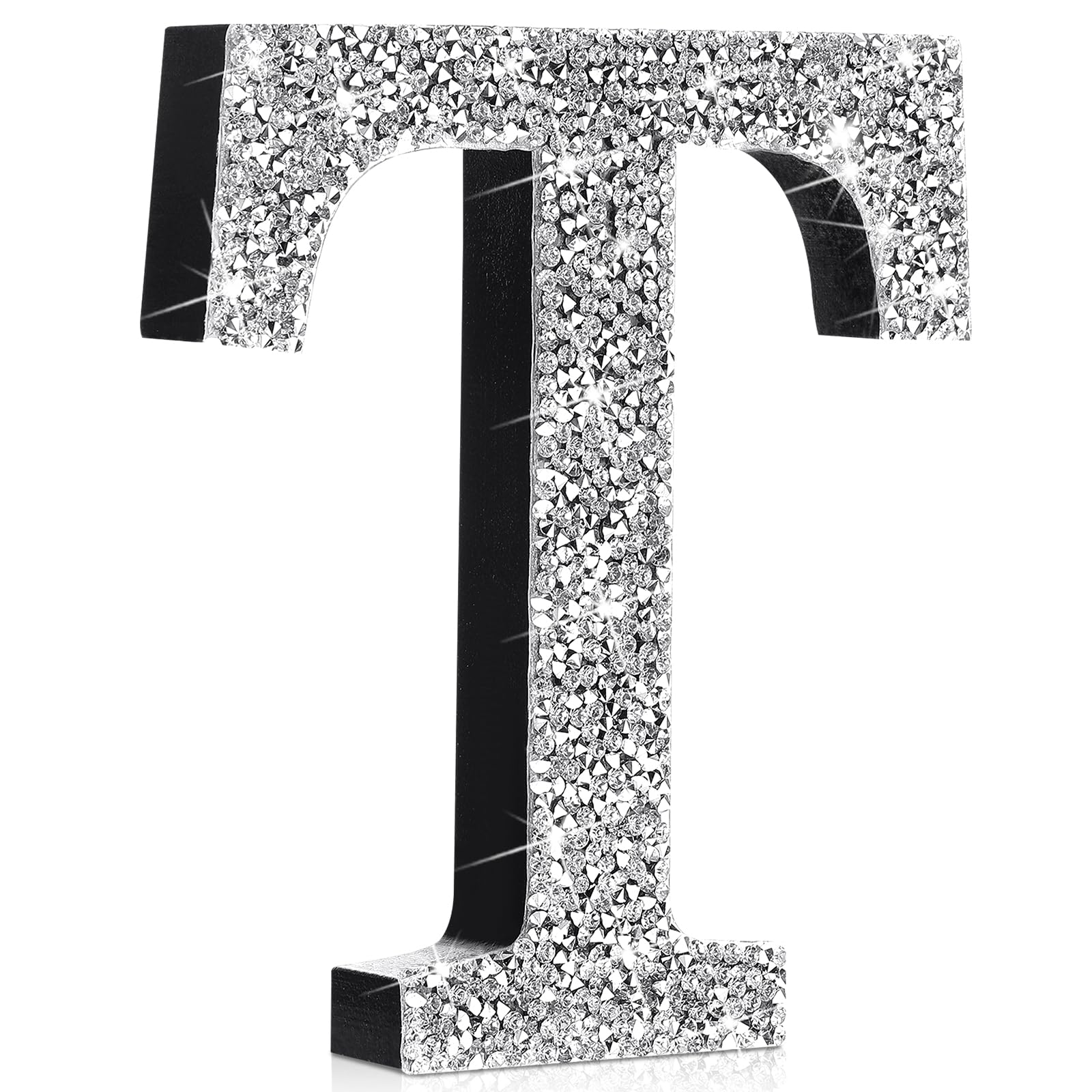 Qunclay 12 Inch Silver Bling Letters Crystal Diamond Letters Silver Bedroom Decor Glitter Wall Decor with Screws and Hooks Rhinestone Diamond Decorations for Bedroom Bathroom Home(T)