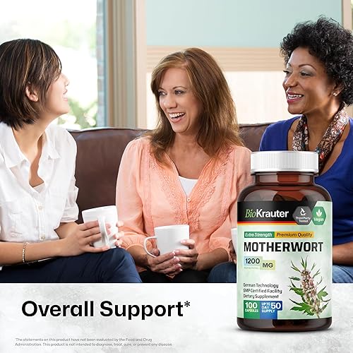 Miniatura 2 de BIO KRAUTER Cápsulas Motherwort - Suplemento de hierbas Motherwort - Promueve la relajación - Cápsulas de apoyo a la salud femenina 1200 mg - 100