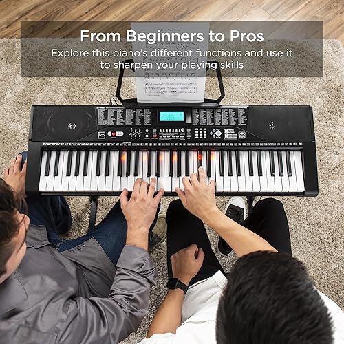 Miniatura 5 de Best Choice Products Juego completo de piano de teclado electrónico para principiantes de 61 teclas con teclas iluminadas, pantalla LCD,