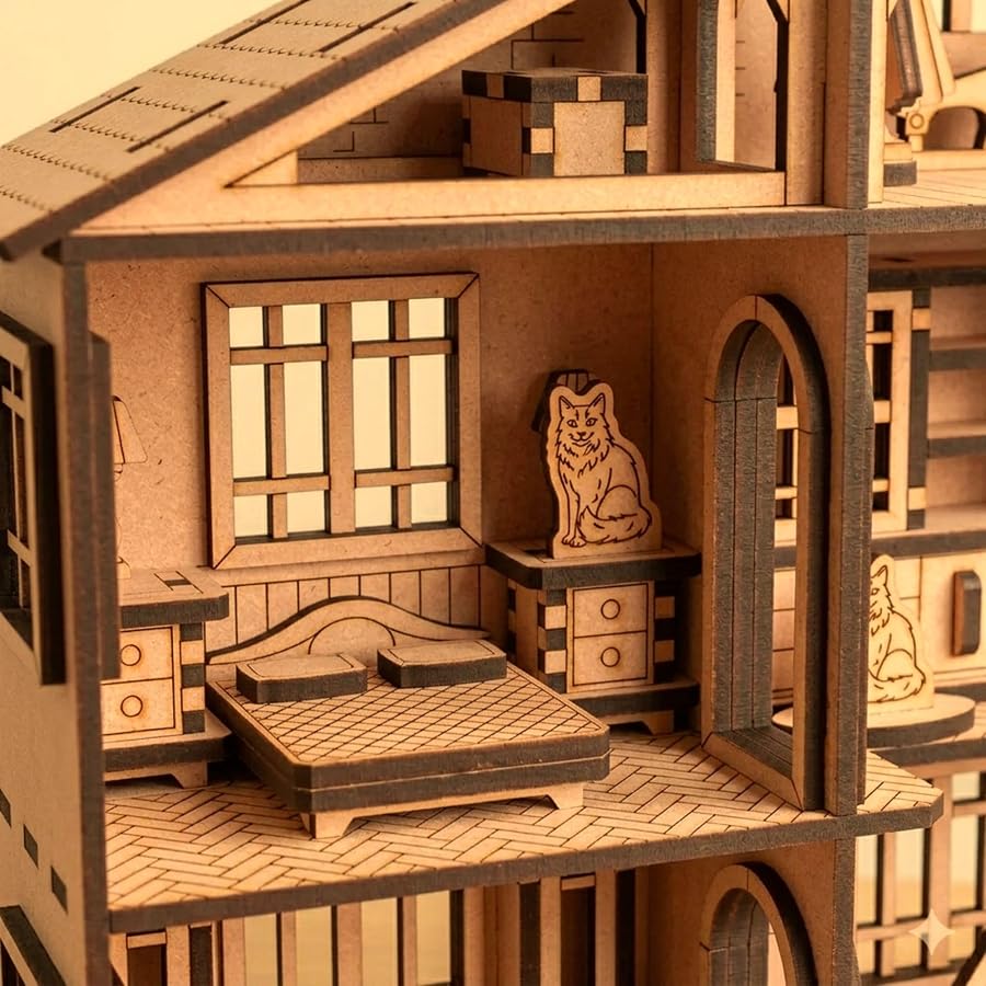 AlgWoodDesign Köşk Ev Ahşap Maket Seti 220 Parça - Görsel 3