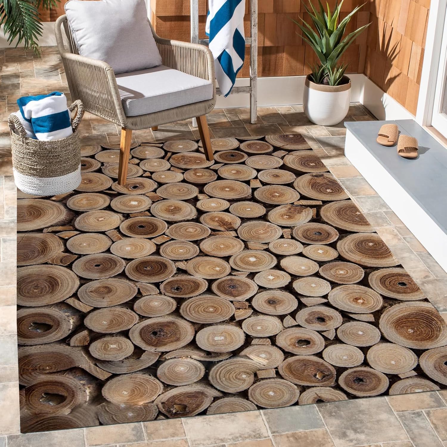 Vintage Rustic Farmhouse Indoor Outdoor Rug 10x12 Gray