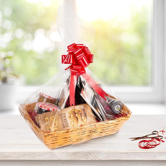 Honey Wicker Basket For Hampers Make You Own Gift Hamper Kit Birthday Christening Wedding Christmas Gift Hampers (Red Gift Packaging Kit)