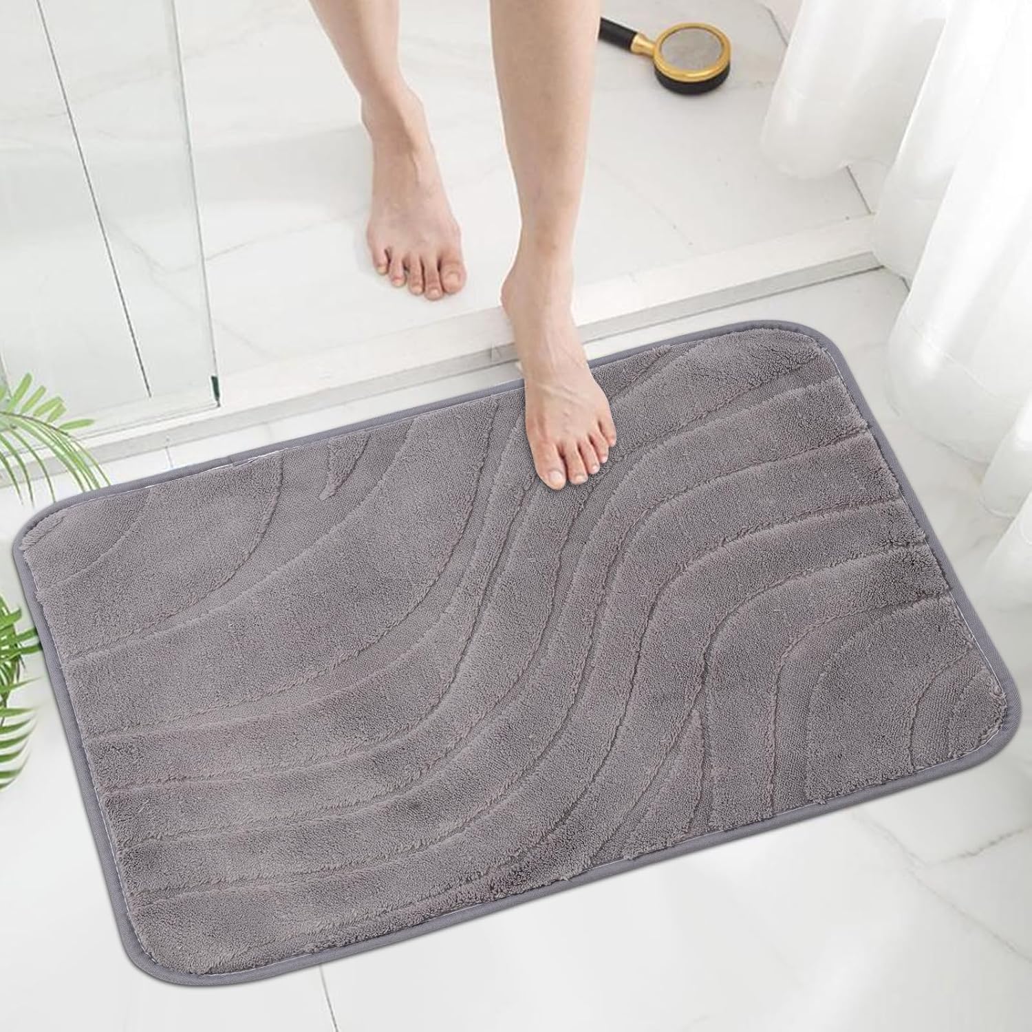 Bath Mats 30x20 Non-Slip Absorbent Bathroom Rug Quick Dry Machine Washable Shower Tub Mat with Rubber Backing Soft