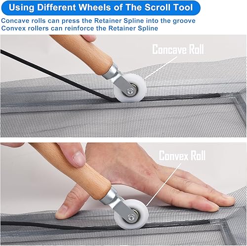 Miniatura 4 de BAYTORY Kit de reparación de pantalla de ventana, herramienta de rodillo de nailon con rodamiento, gancho de extracción de estrías y reemplazo de