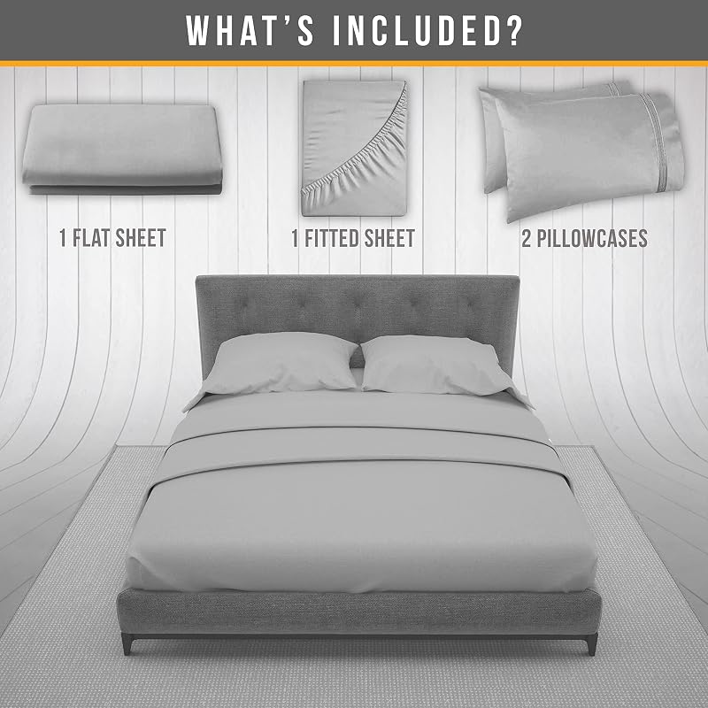 Abeero Home Full Size Bed Sheets with Corner Straps -4pc Light Gray image 6