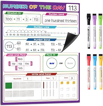 KIKIGOAL 21.5"x17" Magnetic Draw and Write Paper,Dry Erase Handwriting Lined Paper for Classroom Whiteboard, Writing Chart Page Teacher Must Have Homeschool Teaching Supplies Number