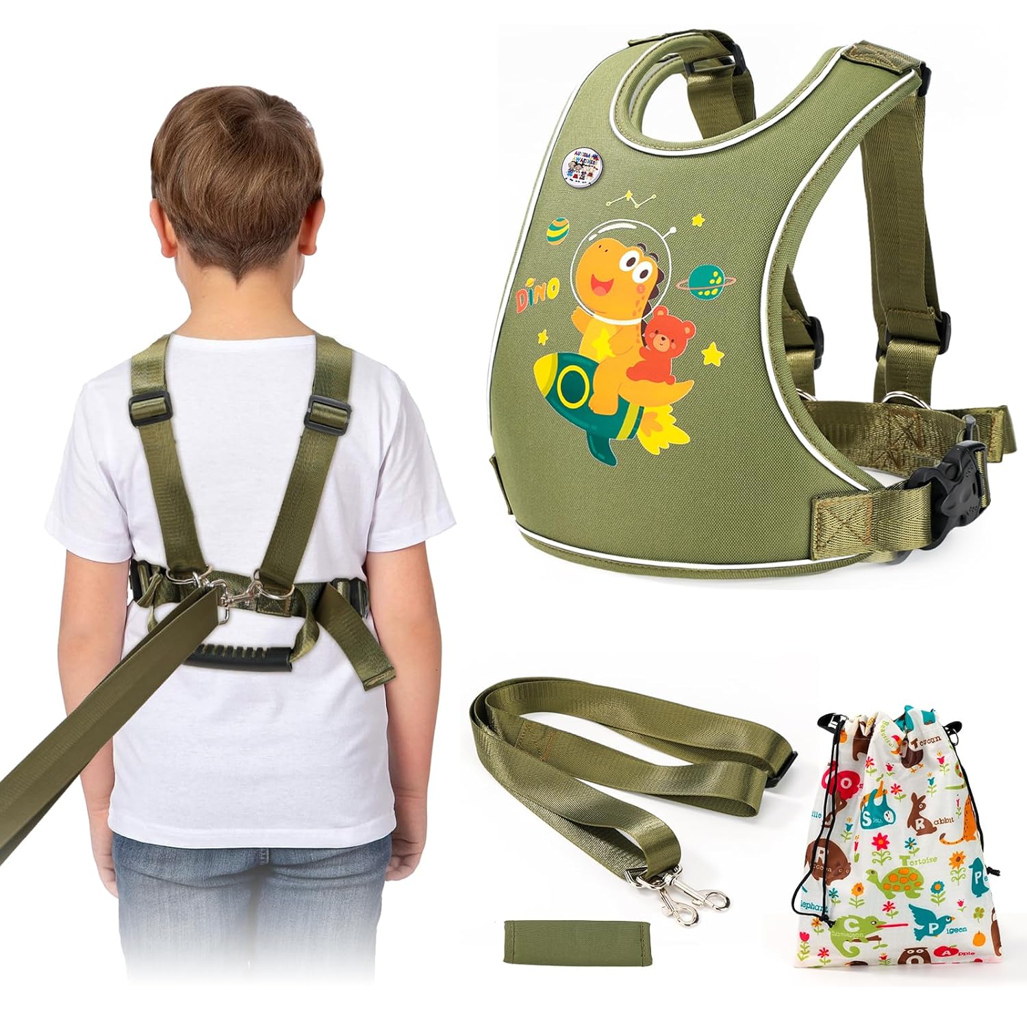 Safety Walking Harness for Kids 3-6, Anti-Elopement Vest Harness for Autism Special Needs ADHD, Reflective Leash with Grab Handle for Autistic, Active Children, Adjustable Tether for Travel and Crowds