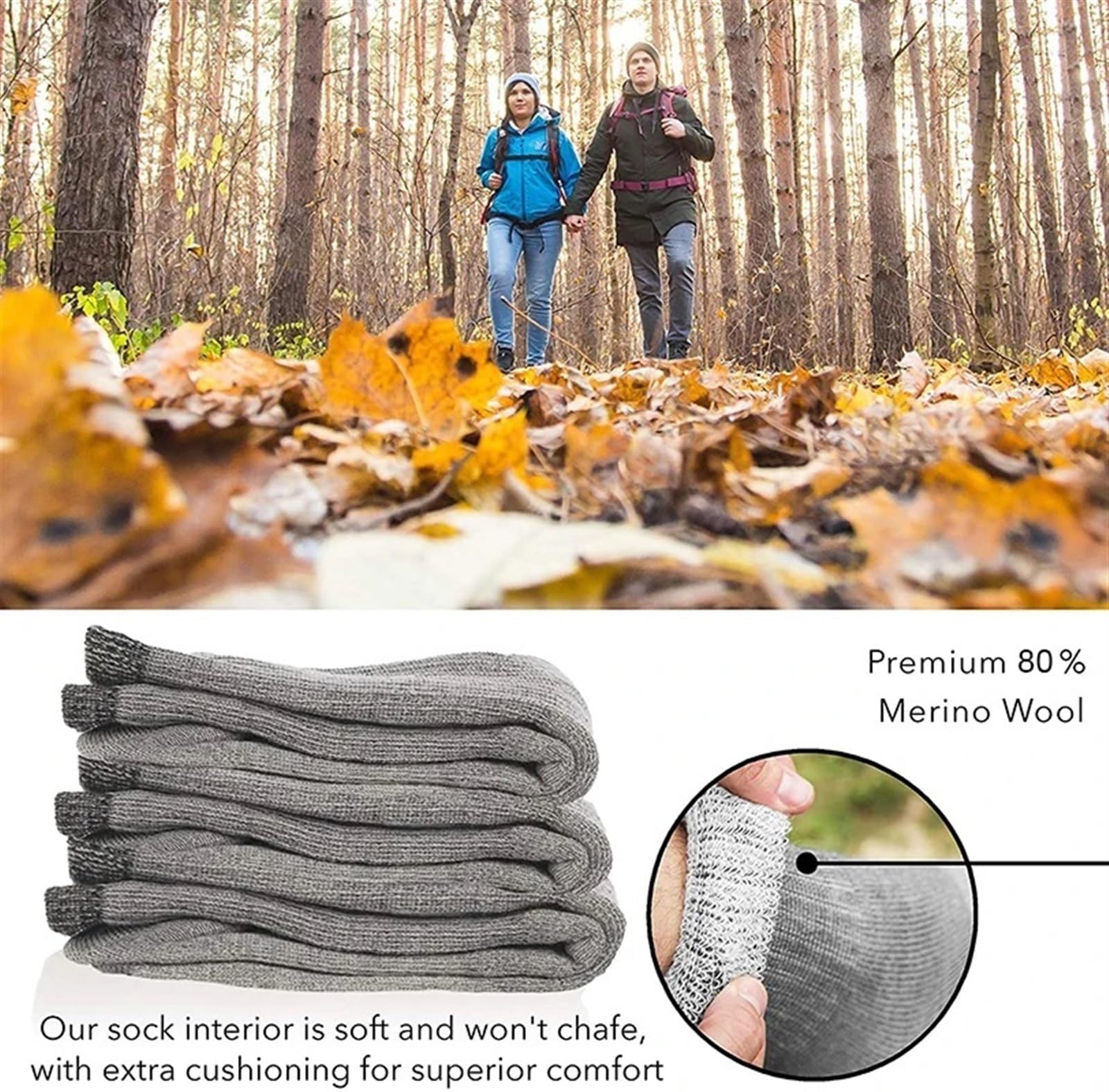Calze da Sci Calzini da trekking Calzini di lana for uomo Donna Calzini da sci in lana 80% Calzini termici spessi invernali da uomo Camminano caldi anti-odore(Green A ( 4 Pairs ),Euro Size L(43-46))