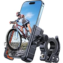Coolpow Bike Phone Holder [Secure Lock & Camera Friendly] Motorbike Phone Holder 360 Rotation Bike Phone Mount for 4.7-6.8 Mobile Phones, Handlebar Stand Fits Mountain/Scooter