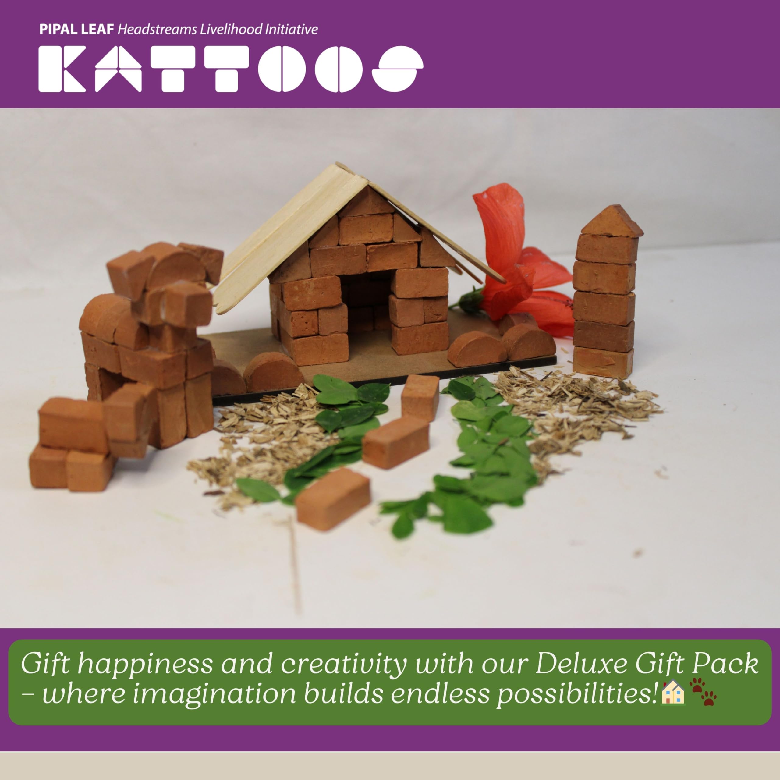 Kattoos Deluxe D.I.Y. Gift Pack - Miniature Terracotta Bricks (Reddish Brown Bricks) (Deluxe Gift Pack (276 Bricks)) (Deluxe Gift Pack (276 Bricks)) - Image 7 thumbnail
