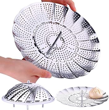Steamer Steamer Steamer Stainless Steel All-Purpose Steamer Folding Leg Type, Stainless Steel Steamer That Can Change The Size According To The Size Of The Pot