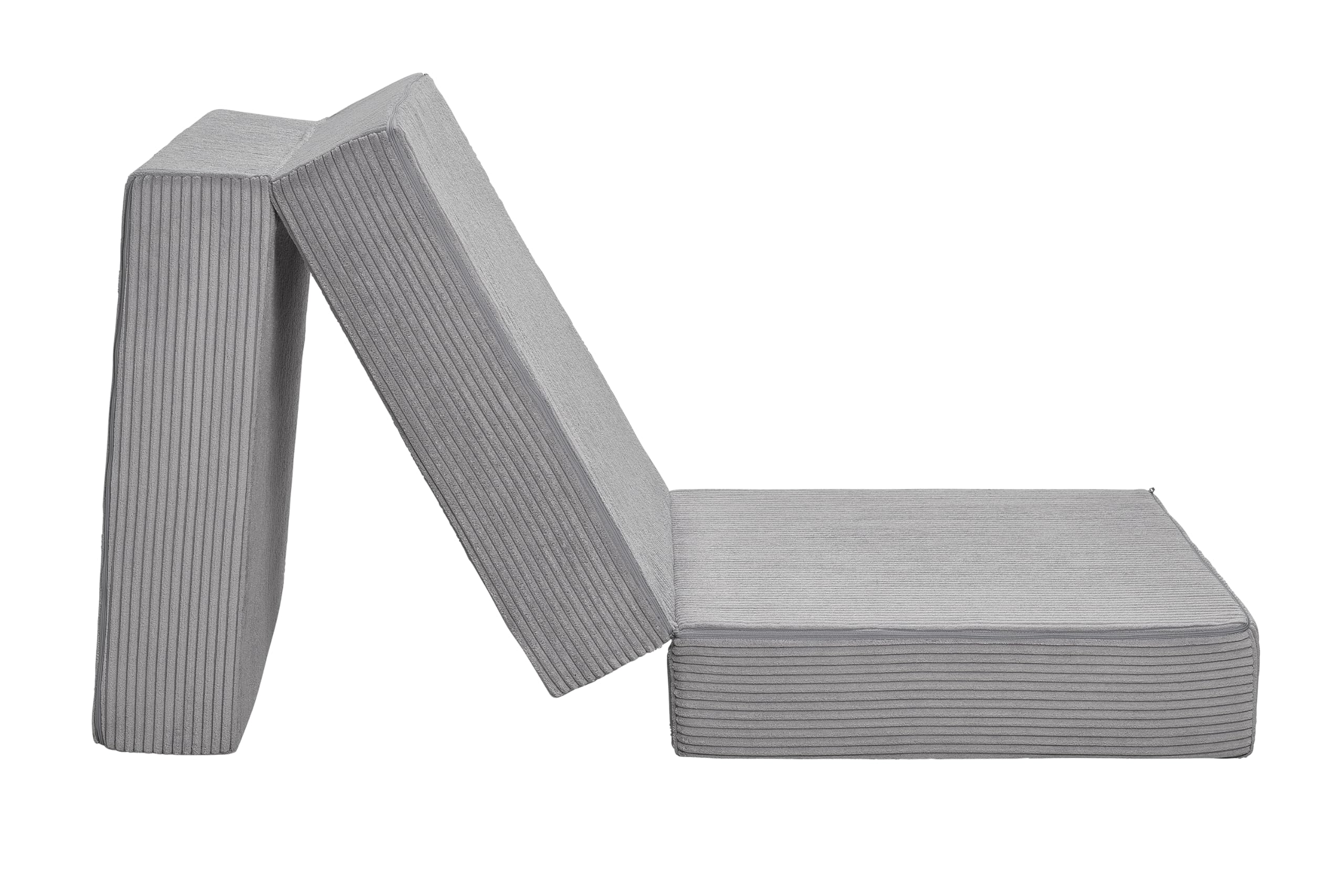 Badenia Trendline Faltbare Kord Gästematratze XXL, Komforthöhe von 15cm, 196 x 65 x 15,5 cm Liegefläche, Öko-Tex Zertifiziert, steingrau, produziert nach deutschem Qualitätsstandard