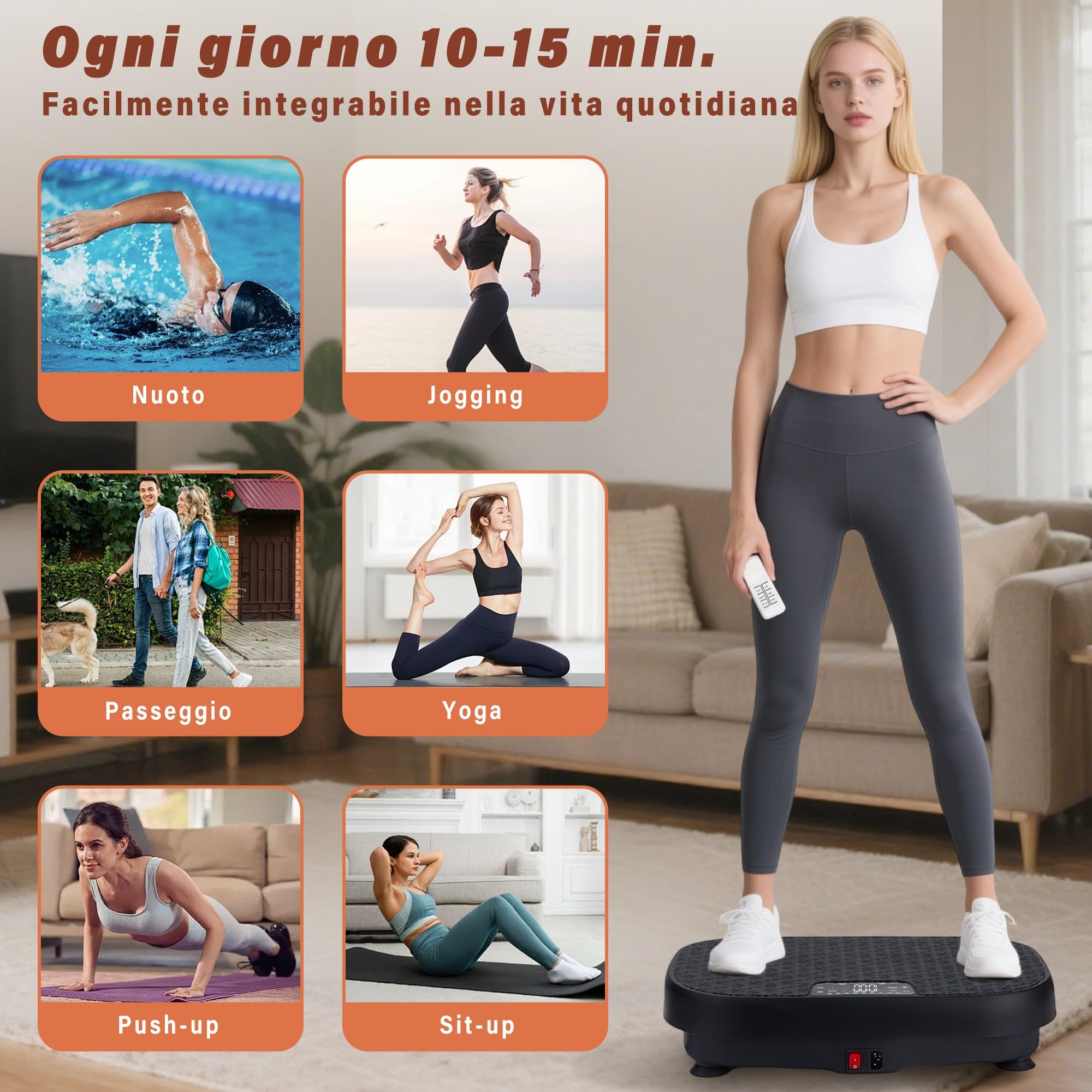 Pedana Vibrante Dimagrante, Vibration Plate per Circolazione Gambe, Display a LED e Telecomando, Allenamento a Casa Pedana Vibrante