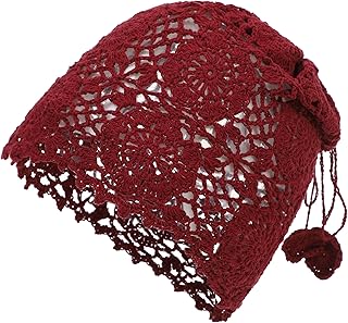 Gorros holgados de ganchillo para mujer con agujero de cola de pony, hecho a mano, diseño floral, transpirable, ligero, fino
