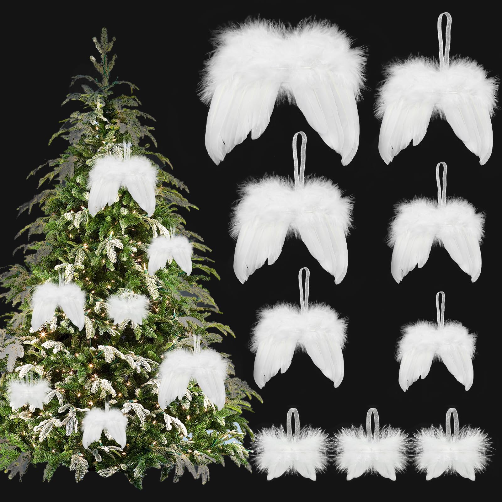 CHENYU Adornos Navideños 10 Piezas Alas De ángel Adornos Navideños Blanco Reutilizable árbol de Navidad Alas de Plumas Colgante Ropa Accesorios Decorativos para Mini Muñecas Barbie