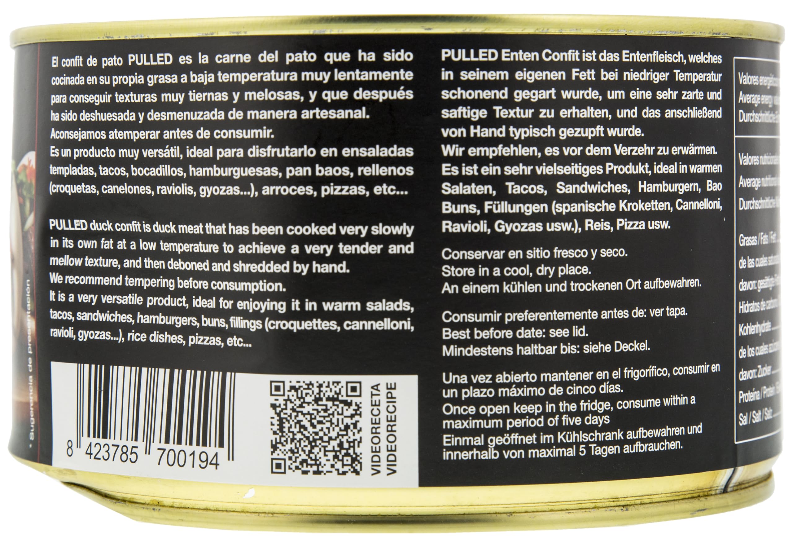 MALVASIA Confit de Pato PULLED Desmigado 1,2 kg