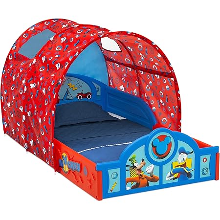Disney Mickey Mouse Sleep and Play Toddler Bed with Tent by Delta Children, Blue/Red