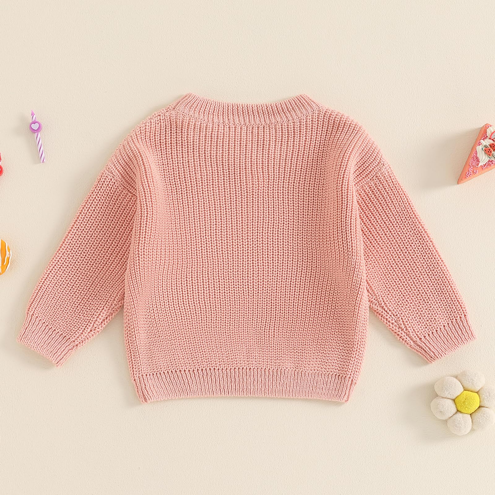 Maglione a maglia per il primo compleanno, a maniche lunghe, con lettere floreali, ricamate, per bambini, un anno di servizio fotografico