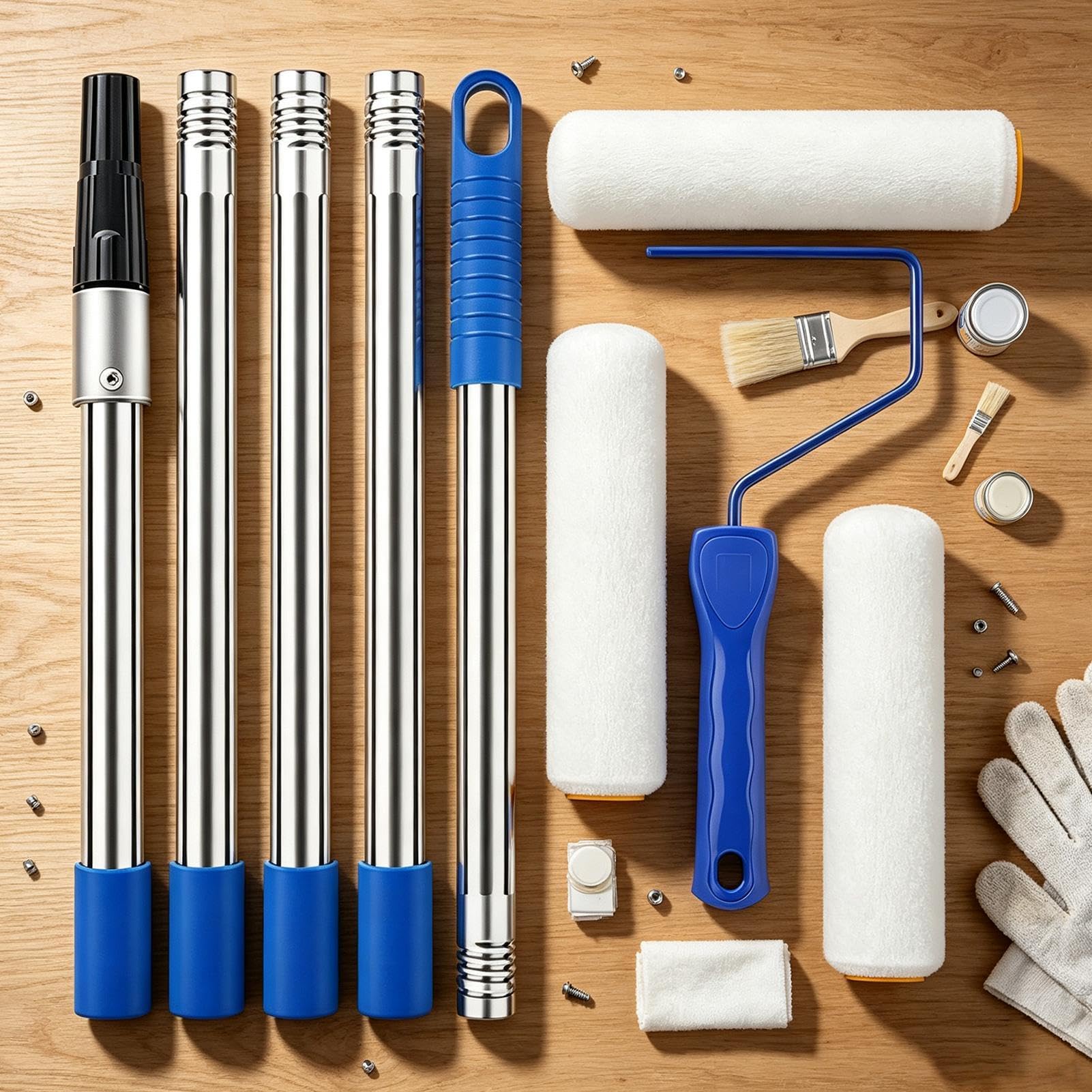 Rouleaux de Peinture Maison Outils Réglables À Poils Fins Avec Perche