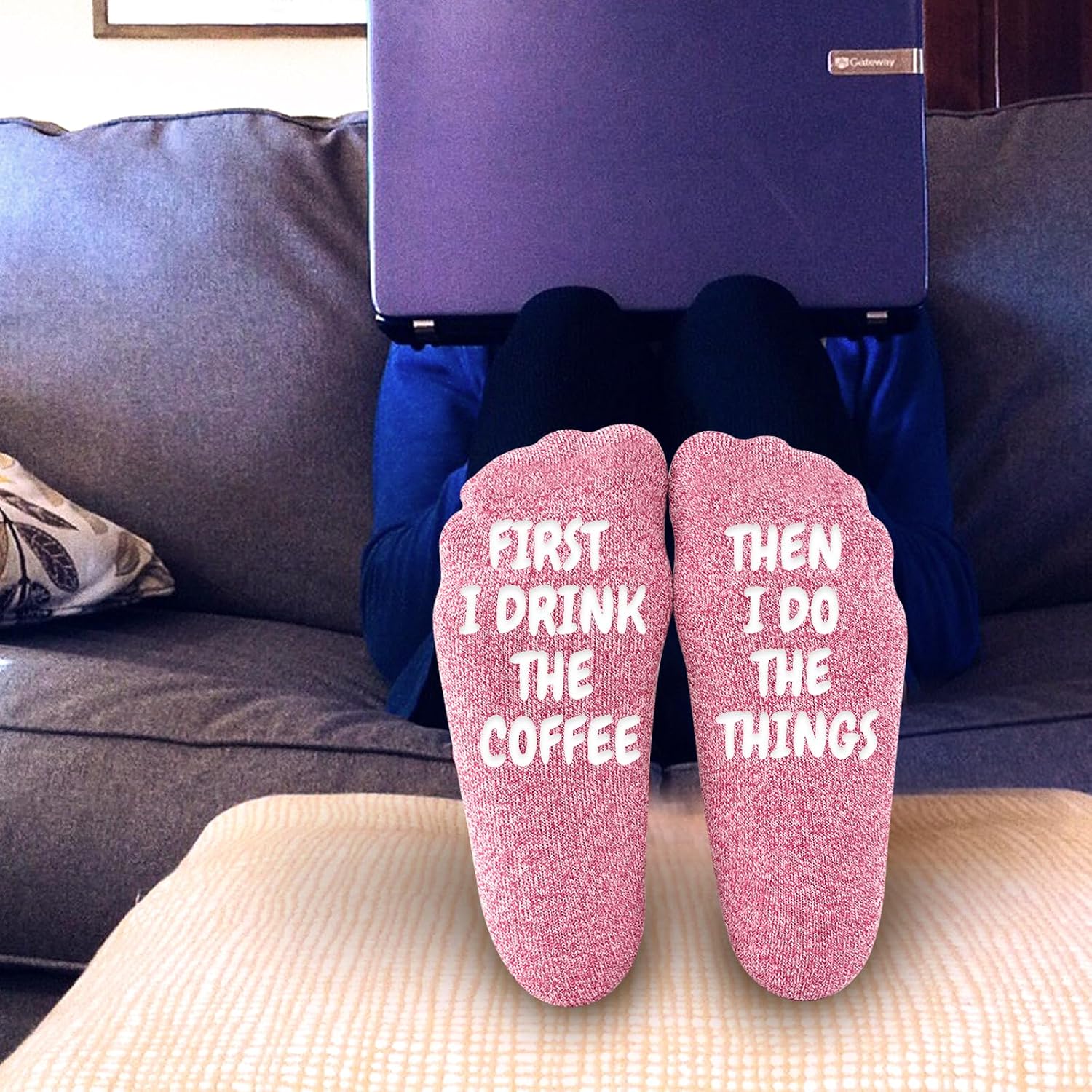 ANOTION Novelty Socks - Funny Gifts for Women - Letter Print Socks - One Size (Fits Most Women)