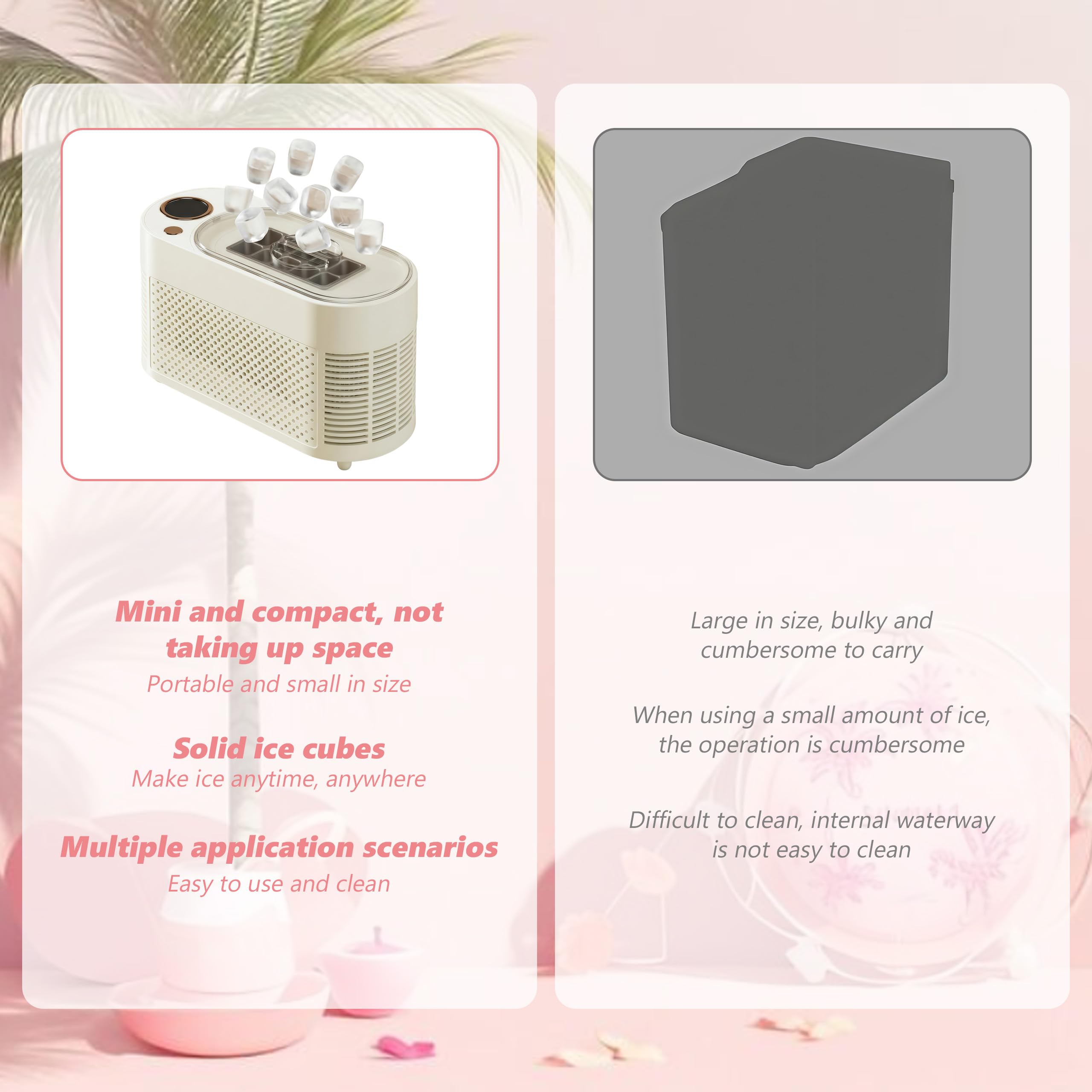 Mini macchina per cubetti di ghiaccio, eroga 10 ghiaccio, supporta cavo di alimentazione del veicolo, portatile, trasparente, per casa, campeggio, all'aperto, bevande, cocktail party