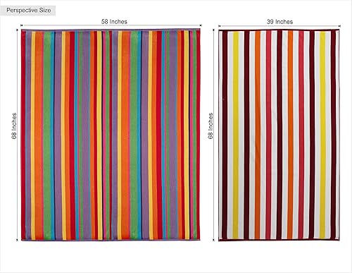 Miniatura 7 de COTTON CRAFT - Toallas de algodón tejido, a rayas multicolor, para playa y alberca, de doble ancho para dos personas