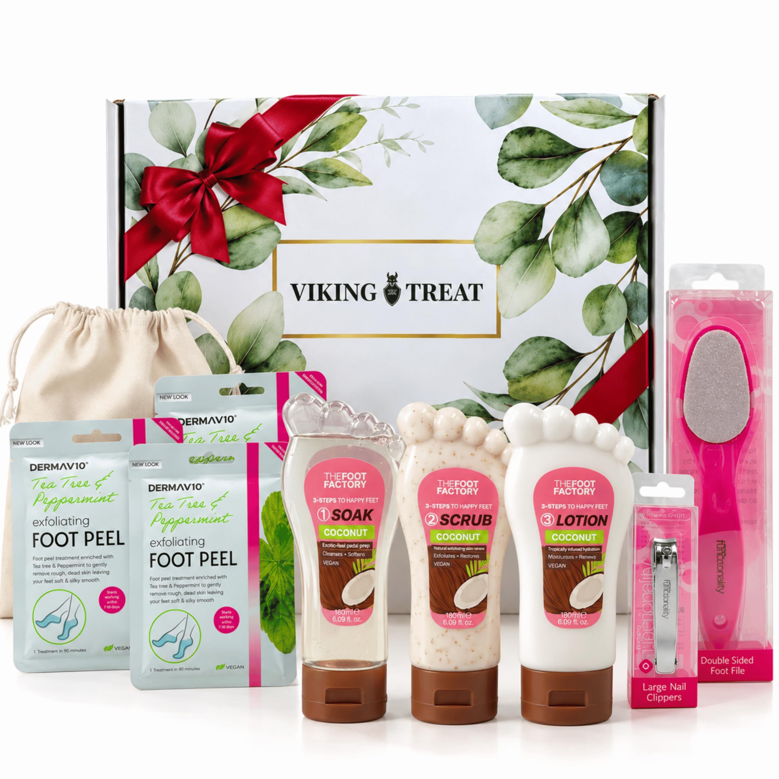 Fußpflegeset - Peeling Fußmaske, Füße Peel Maske & Spa Behandlung für trockene, rissige Fersen (Einheitsgröße, Kokos)