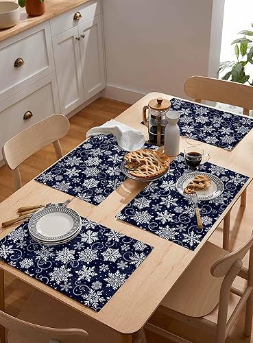 Vista 380 de Juego de 6 manteles individuales rojos para el día de San Valentín, diseño de corazón de San Valentín, resistentes al calor, lavables, manteles