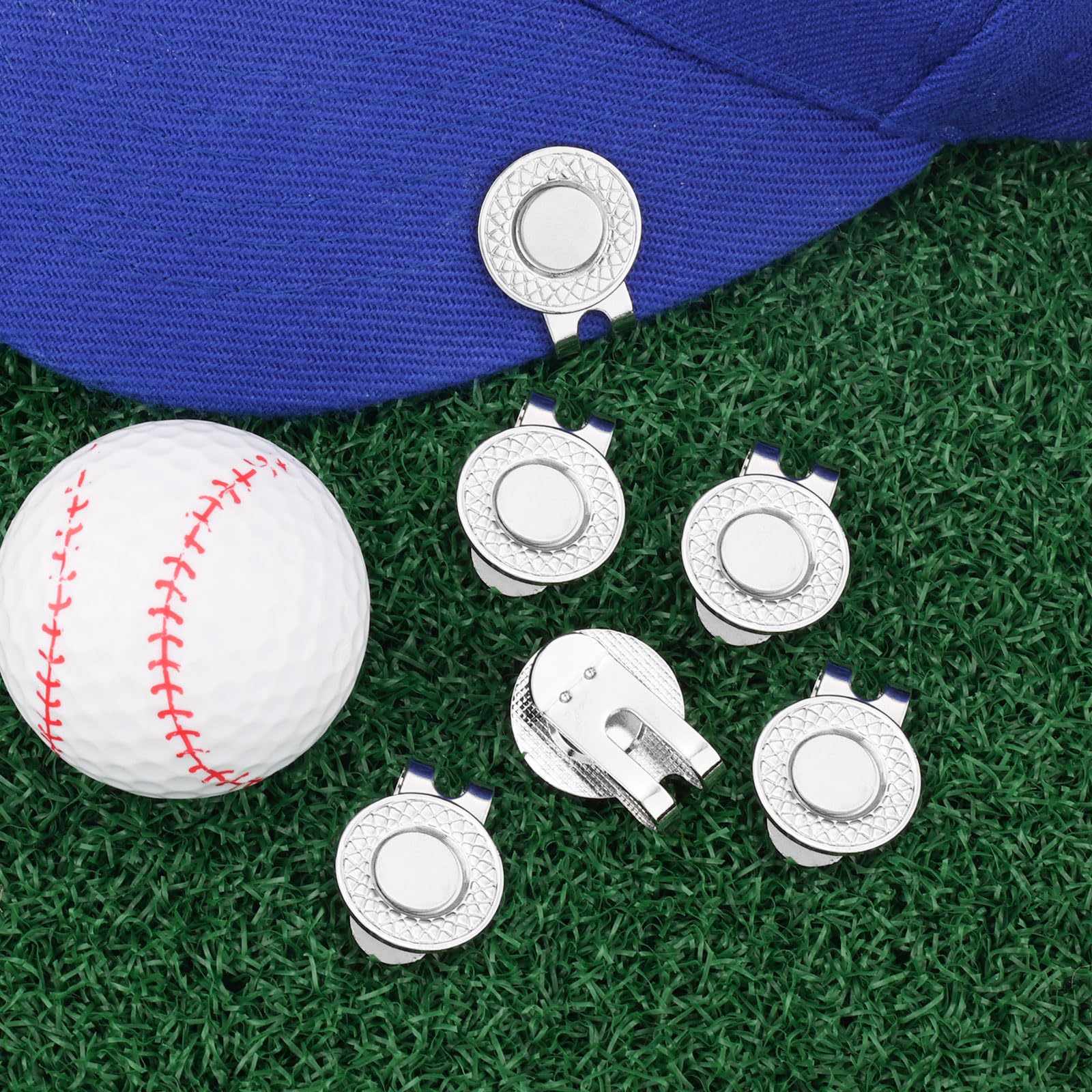 PEUTIER 6pz Clip Magnetiche per Cappello da Golf, Supporto Metallo per Segnalini Pallina Golf per Cappelli Golf Cinture Clip Magnetica per Cappello da Golf Accessori da Golf (2cm, Trama Incrociata)
