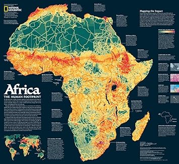 National Geographic Africa Wall Map, The Human Footprint - 24.25 x 22.25 - Laminated
