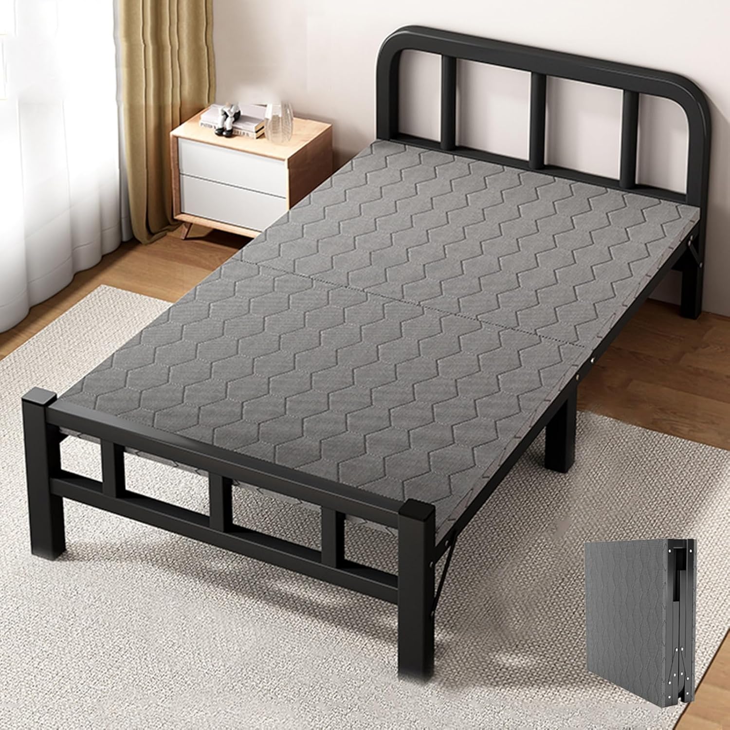 YVYKFZD Camping Cots for Adults, 2 Person Folding Camping Bed, Portable Sleeping Cots, for Tent Office Outdoor Travel, Supports 330 lbs (Color : Black C, Size : 190x70x41cm)